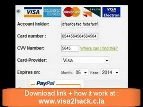 Generate credit cards from mastercard, visa 3. Husmanss: Cvv On Visa Credit Card