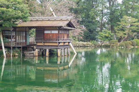 Japanese Garden With A Bamboo Hut Stock Photo Image Of Park