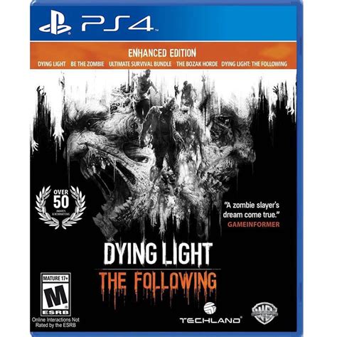 This package comes with all the available bonus content, including be the zombie, cuisine & cargo, ultimate survivor bundle, and the bozak horde. Warner Bros., PS4 Dying Light: The Following - Enhanced Edition Entrega a toda Guatemala