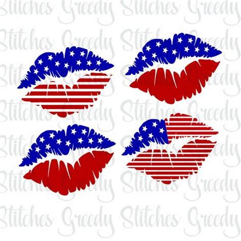 Download July 4th Lips SvG American Flag Lips Set of 4 svg dxf eps ...