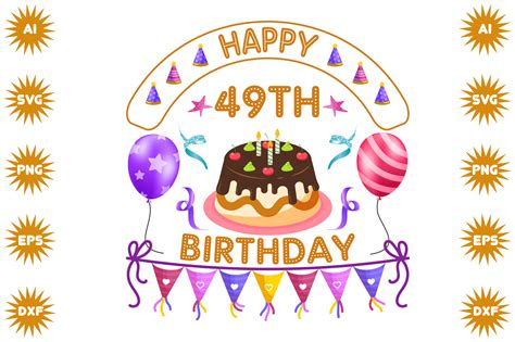 Happy 49th Birthday Graphic By Brenbox · Creative Fabrica