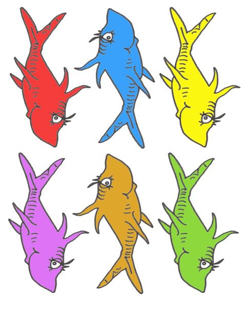 Dr Seuss One Fish Two Fish Coloring Pages Fishes For Kids Free