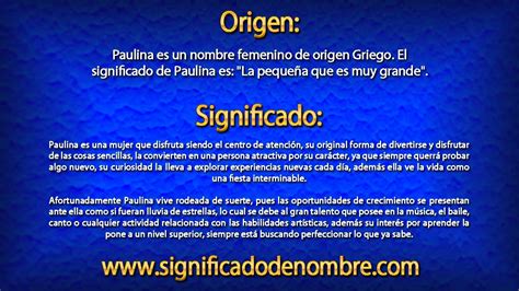 Significado De Paulina ¿qué Significa Paulina Youtube