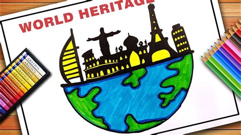 How To Draw Happy World Heritage Day Drawing For Kids