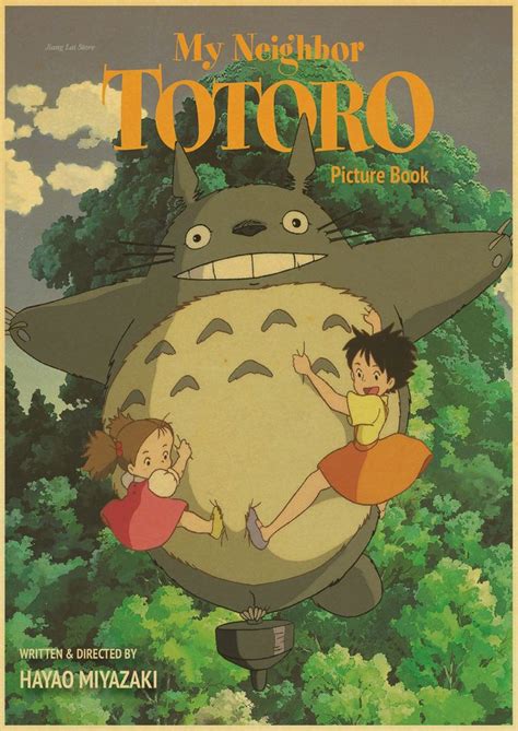 Vintage My Neighbor Totoro Miyazaki Hayao Anime Movie Retro Posters