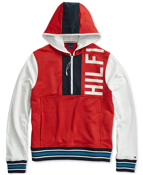 Tommy Hilfiger Colorblocked Logo Hoodie With Extended Zipper Pull In