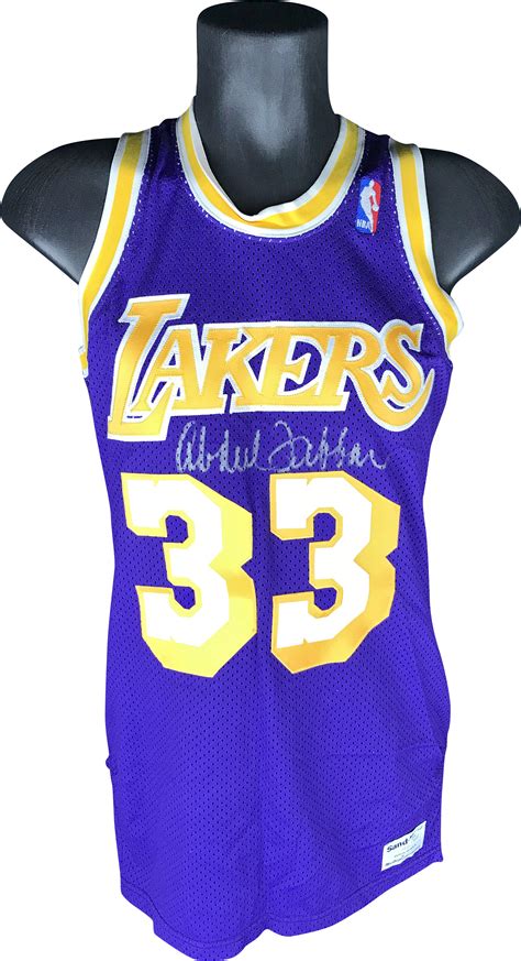 Lot Detail Kareem Abdul Jabbar Rare Signed Sandknit La Lakers Jersey
