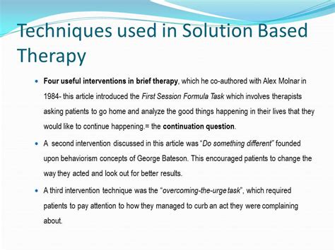 The Concept Of Solution Focused Therapy 4524 Words Presentation Example