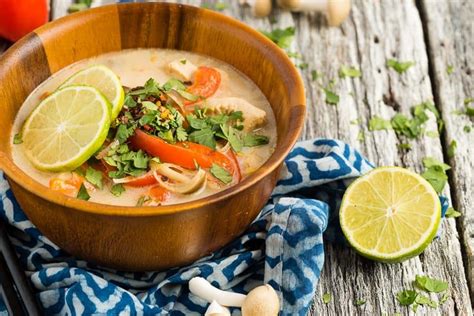 This thai tom kha gai soup is a beautiful combination of chicken, mushrooms, ginger, lemongrass and coconut milk. Tom Kha Gai Recipe: A Thai Coconut Chicken Soup - Dr. Axe ...