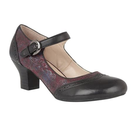 Mary jane heels are making a comeback, and they've never been sexier! Lotus Hallmark Laleh Black Leather & Bordeaux Print Mary ...
