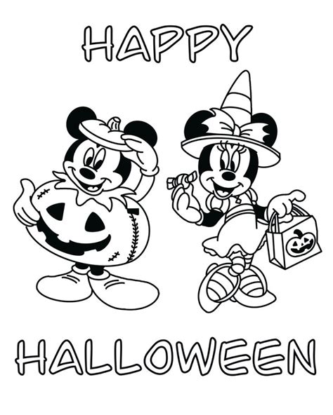 Mickie And Minnie Mouse Halloween Disney Coloring Page Halloween