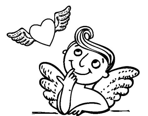 18 feb 2019 10 dibujos de corazones para imprimir y colorear. Dibujo de Cupido y corazón con alas para Colorear ...