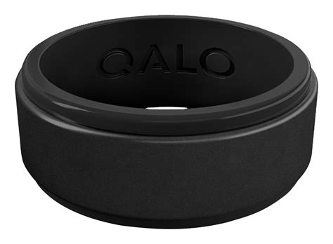 Qalo Eva Shockey Polished Step Edge Black Silicone Ring For Men Bass