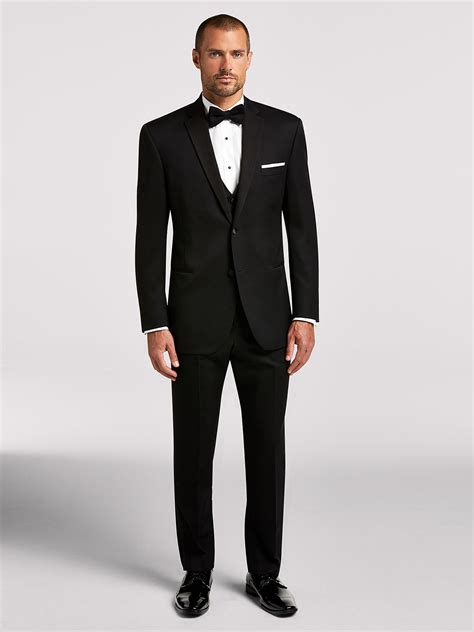 How do you pick a tuxedo for a wedding? Black Notch Lapel Tux | Black by Vera Wang | Tuxedo Rental ...