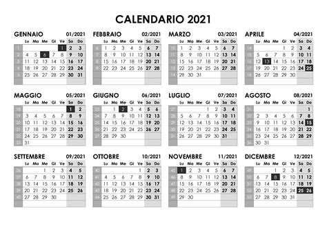 Calendario Jan 2021 2021 Annuale Calendario 2021 Con Festivita