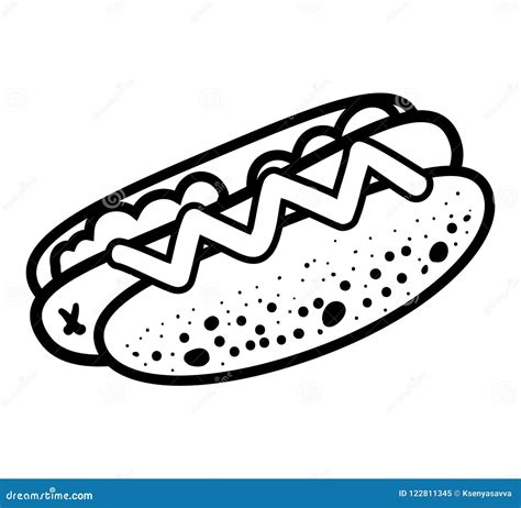 Libro Da Colorare Hot Dog Illustrazione Vettoriale Illustrazione Di