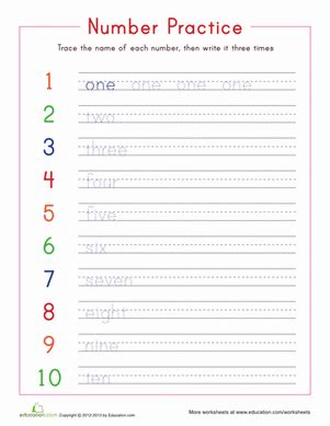 Except for a few basic rules, spelling out numbers vs. Writing Numbers 1-10 | Worksheet | Education.com
