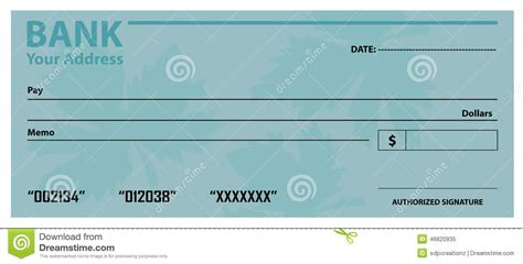 The last 7 digits on your cheque. Bank Check / Cheque Template Stock Vector - Illustration of document, bank: 46820935