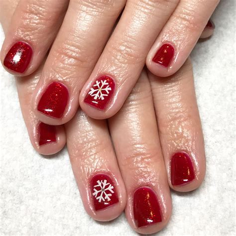 Snowflake Nails Gel Nails Red Nails Winter Nails Red Nails Nails