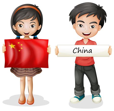 Boy And Girl With China Flag 419256 Vector Art At Vecteezy