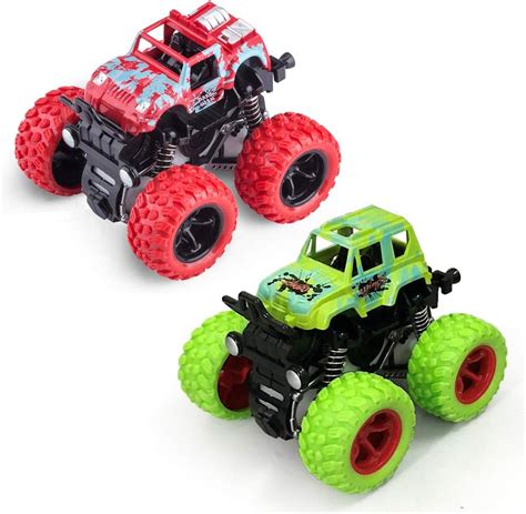 2 Pack Monster Trucks Toys For Boyspull Back Carsfriction Powered