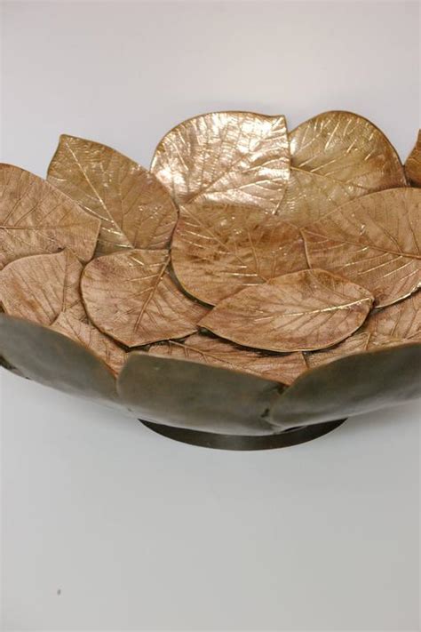 Handmade Brass Cast Leaf Bowl Large For Sale At 1stdibs