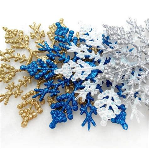 Plastic Christmas Glitter Snowflake Ornaments Christmas Tree