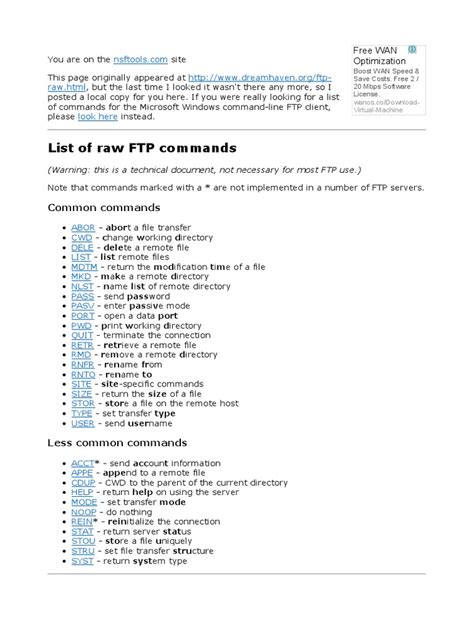 Ftp Commands Listpdf File Transfer Protocol Port Computer Networking