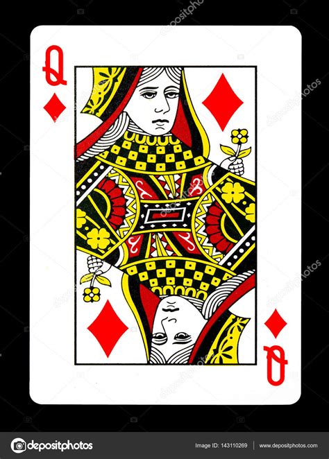 Queen Of Diamonds Playing Card Isolated On White Clipping
