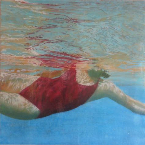 Carol Bennett Relax Oil Painting Of A Swimmer Floating In A Blue Pool Painting Water