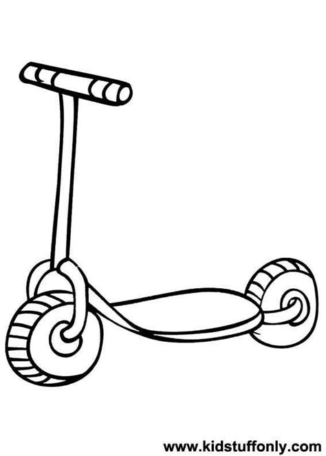 Printable Scooter. Means of transportation. Coloring pages, Scooter