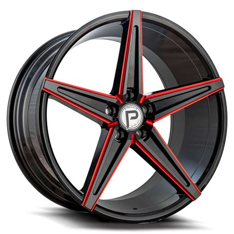 Pinnacle Supreme P202 Wheels Rims 20x85 5x115 Gloss Black Red Milled