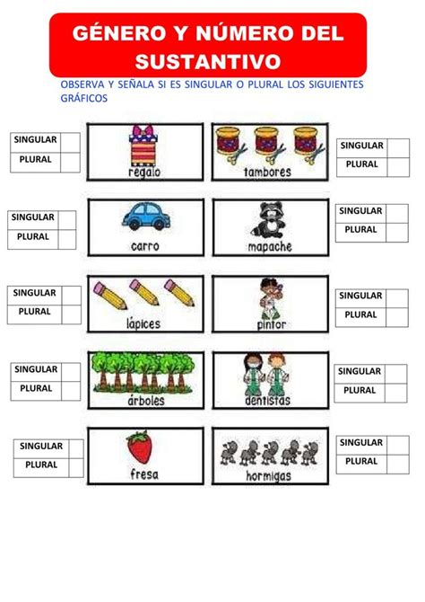 Actividad Interactiva De G Nero Y N Mero De Los Sustantivos Para