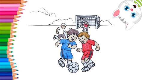 Cómo Dibujar Y Colorear Niños Jugando Futbol Dibujos