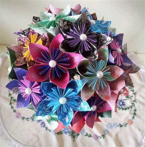 Paper Flower Bouquet Origami Wedding Paper Anniversary Etsy