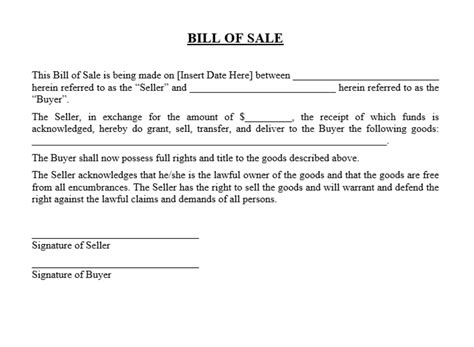 Bill Of Sale Bill Of Sale Template Vehicle Bill Of Sale Business
