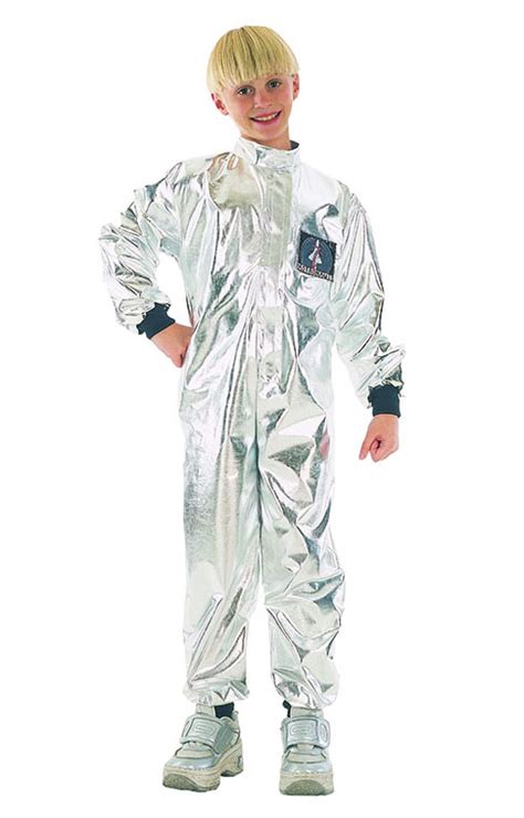 Silver Spaceman Suit Kids Fancy Dress Astronaut Uniform Childs Costume