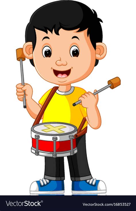 Kid Playing With A Drum Royalty Free Vector Image