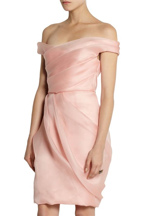 Lyst Lela Rose Pleated Silk Organza Dress In Pink