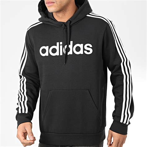 Adidas Sweat Capuche A Bandes Essential 3 Stripes DQ3096 Noir