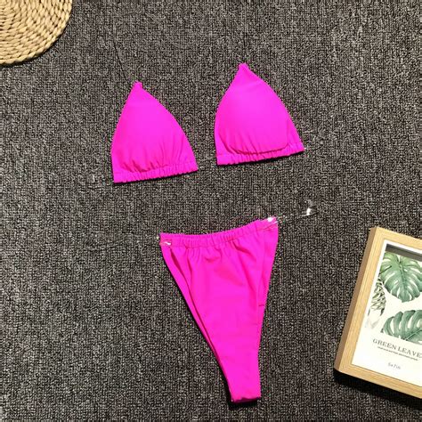 Transparent Micro Bikini Neon Thong Bikini Sexy Swimsuit Women Swimwear