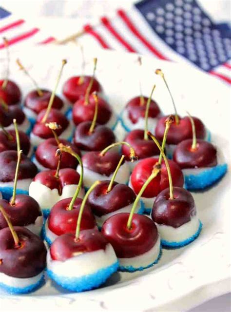 Red White And Blue Sugared Cherries For Patriotic Holidays