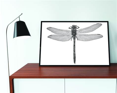 Dragonfly Art Print Insect Art Print Geometric Art Print Etsy