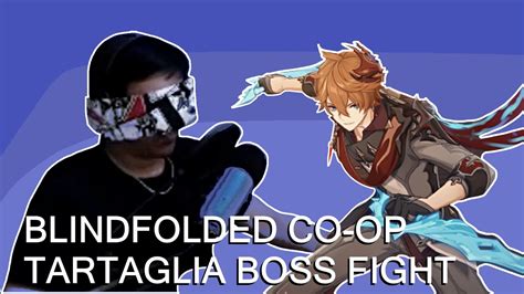 Genshin Impact Blindfolded Co Op Tartaglia Boss Fight Youtube