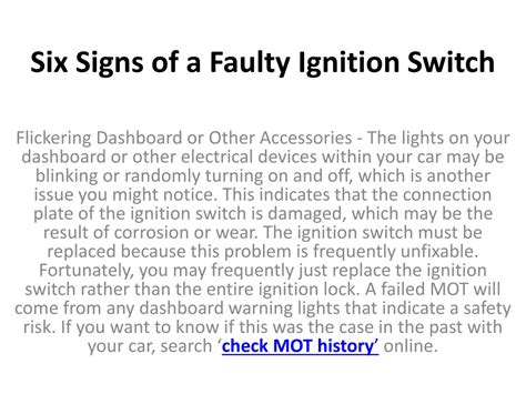 Ppt Six Signs Of A Faulty Ignition Switch Powerpoint Presentation