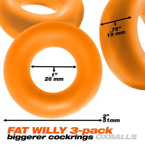 ox 3065 org fat willy 3 pack jumbo cockring orange honey s place