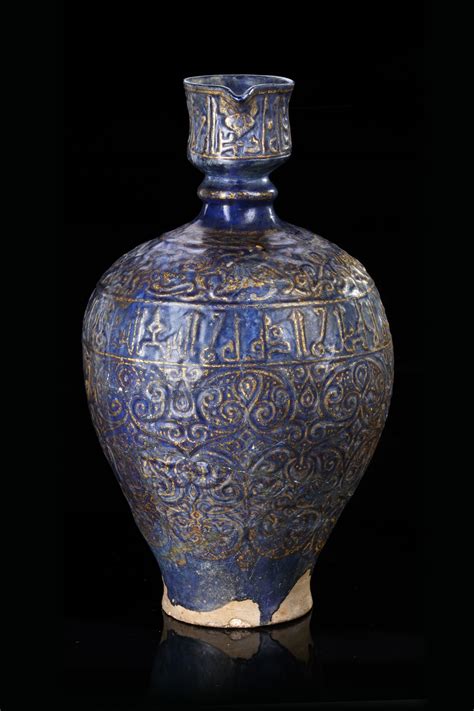 A Monumental Lajvardina Pottery Jug Ilkhanid Persia Th Century