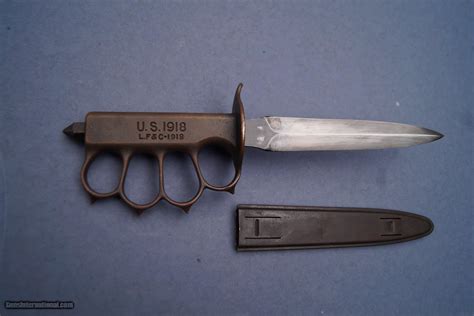 Ww1 Us Model 1918 Lfandc Trench Knife With Original Scabbard