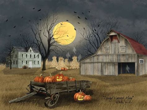 Spooky Harvest Moon By Billy Jacobs Fall Wall Art Nature Art Prints