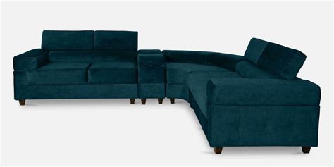 Buy Carelino Velvet Corner Sofa In Teal Blue Colour In L Shape At 29